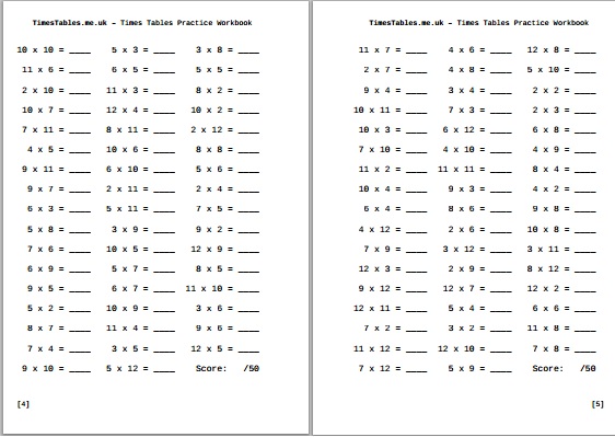 Times Tables Practice Workbook - available now from TimesTables.me.uk