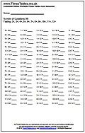 Times table quiz and test generator - PDF printable